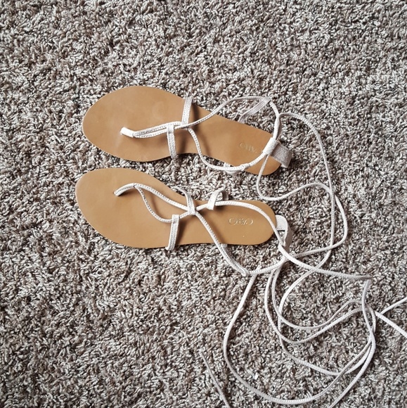 Taupe Lace Up Sandals - Picture 3 of 6